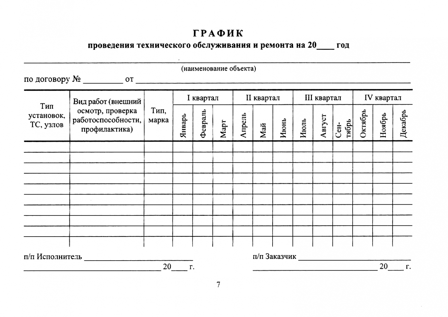 Годовой план график проведения регламентных работ по техническому обслуживанию апс