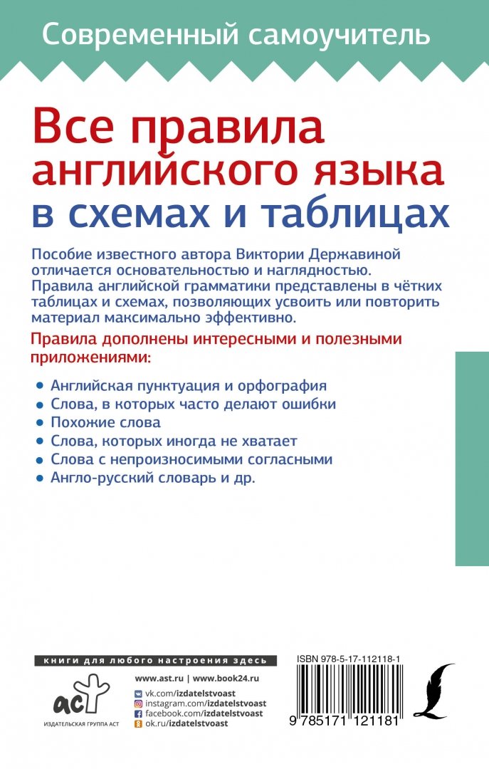 Державина английский язык грамматика в таблицах Все правила английского языка в схемах и таблицах. Державина В.А. - купить книгу