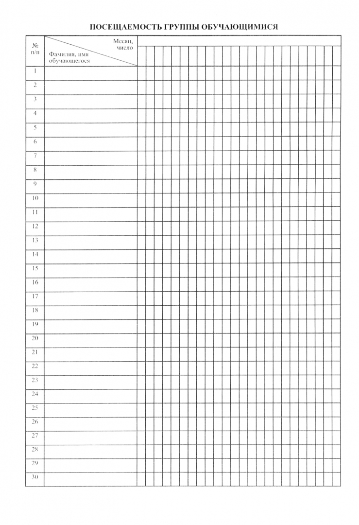 Журнал учета посещения занятий. Журнал посещения занятий образец. Лист посещения. Таблица посещения занятий.