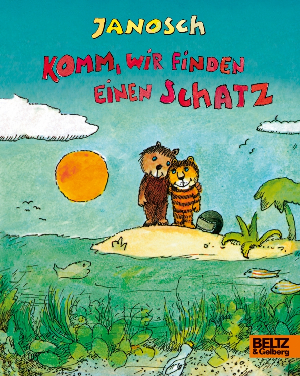 Komm. Плакат Komm zu uns. Komm wir finden einen Schatz.