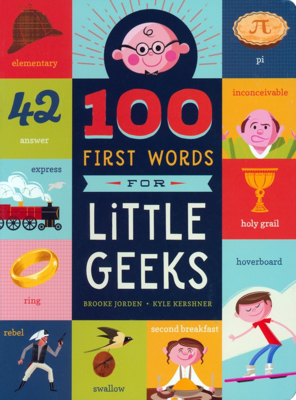 Geek boards. First Words book. First Fonic Words book. Words for little Baby. First 100 Words on English Cover illustration.